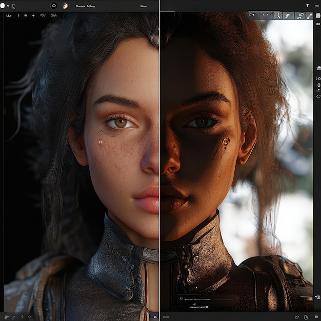 A split-screen image showing the before-and-after comparison of a game environment after a graphical update. The 