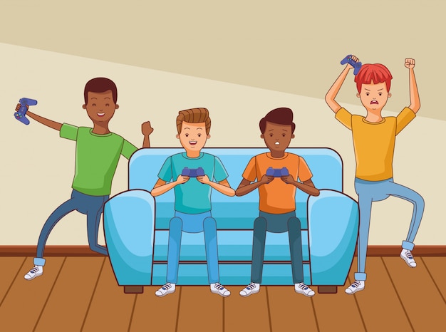 An illustration depicting a diverse group of gamers laughing and high-fiving each other while sitting in front of different gaming setups (PC, consoles, mobile devices). The image emphasizes inclusivity and cross-platform unity, alluding to the positive social experiences enabled by crossplay features in new games.