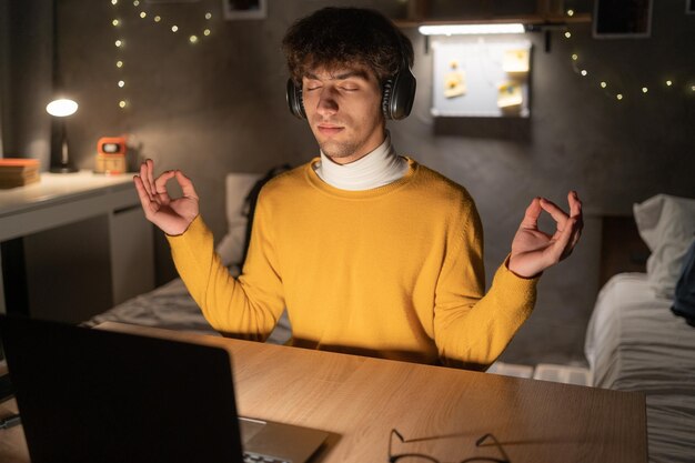 A serene image of a gamer meditating peacefully, highlighting the importance of mental health and relaxation techniques in enhancing gaming performance and overall well-being.