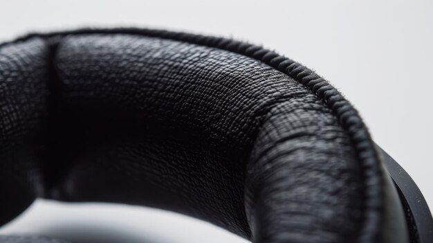 A close-up photo showing the soft padding of a gaming headset ear cup, with focus on the texture and breathable material.